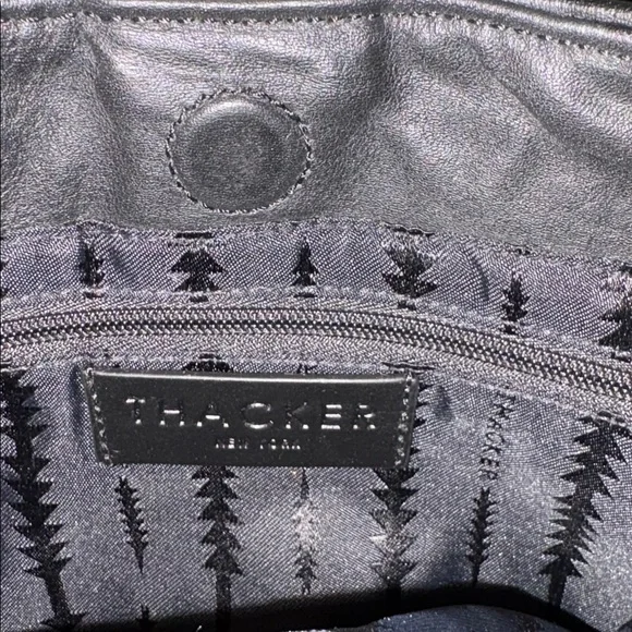 *Thacker Mini Le Bucket Tortoiseshell Ring Double Handle Black Leather Crossbody - Picture 8 of 10